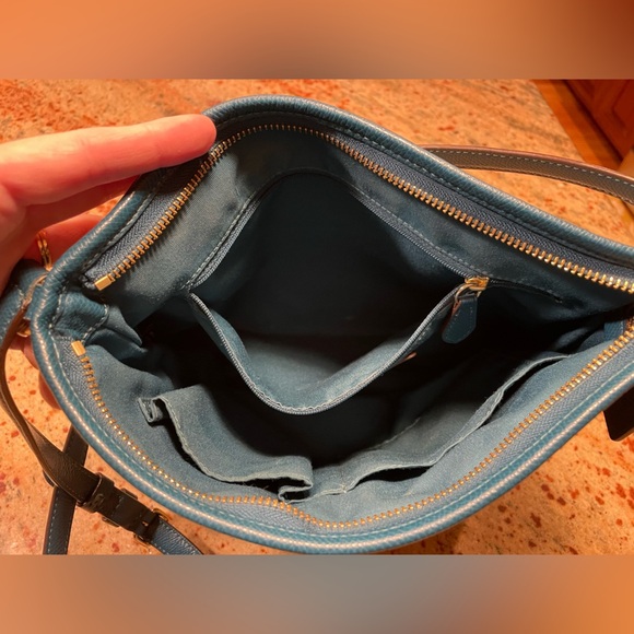 Coach New York Signature Canvas/Leather File Bag Crossbody Brown/Beige/Teal - Picture 9 of 16